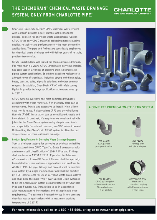 Specification Sheet - ChemDrain Pipe and Fitting System